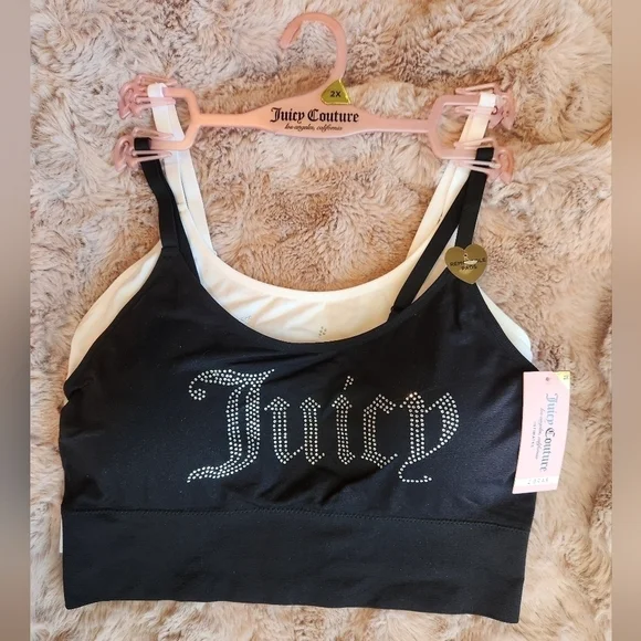 Juicy Couture Intimates Rhinestone Bra, 2 Pack, Black and White, New With Tags - Picture 9 of 9